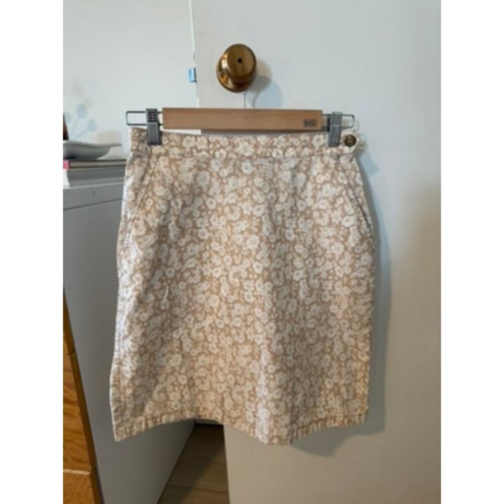 Vintage Liz Claiborne Floral Cotton Skirt Cottagecore Neutral High Rise ✨